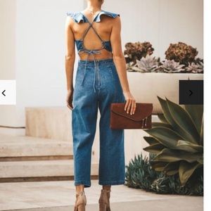 Vici denim open back jumpsuit